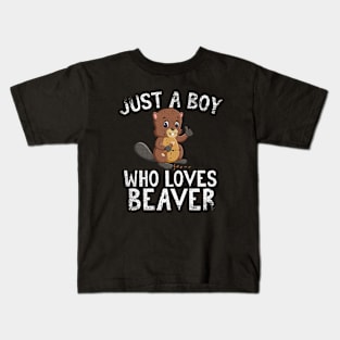 Just A Boy Who Loves Beaver Kids T-Shirt